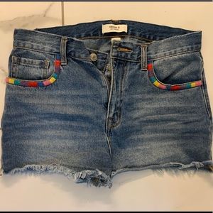 Forever 21 embroidered jean shorts